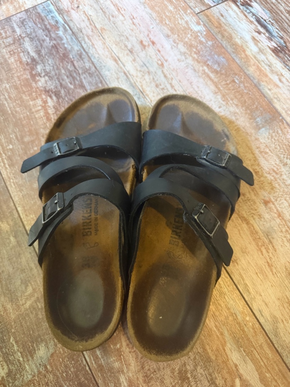 Birkenstock Black Double Strap Leather Sandals